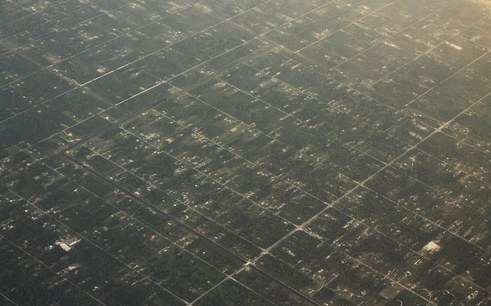 Aerial view of the wide lots and open land of Golden Gate Estates