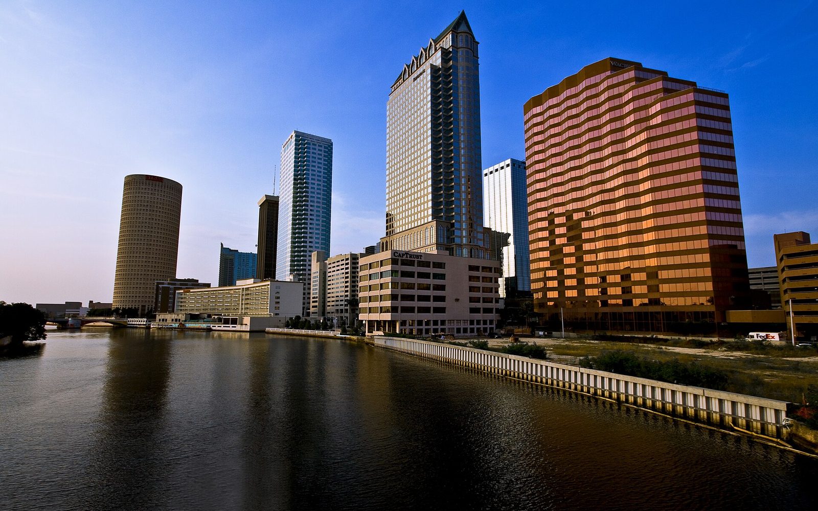 Downtown Tampa skyline seen from the Hillsborough River