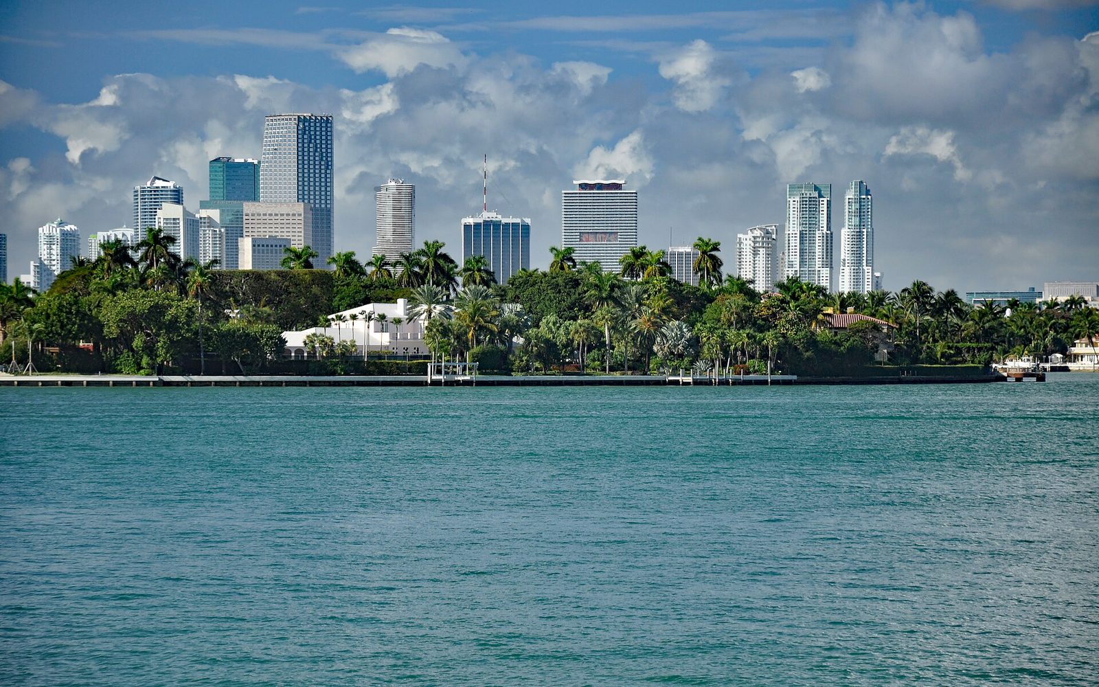 Miami skyline seen across Biscayne Bay